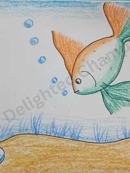 This piece, created in one of our online drawing classes, celebrates Indian Independence Day with a creative twist. We encourage students to use art to express their connection to cultural and national events.