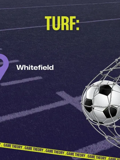 Another look at our Whitefield turf location. Book your slot and get ready to score some goals.