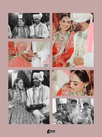 A collage of tender and traditional moments from Shashank and Hashmeeta's wedding ceremony.
