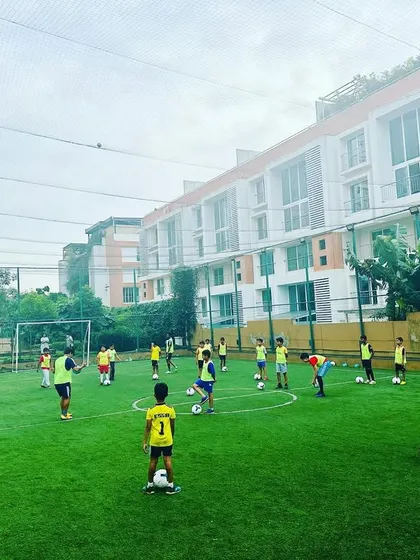 A training session at Prestige Falcon City, where kids from the community come together to learn and play.