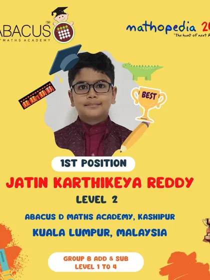 Our global reach is evident with winners like Jatin Karthikeya Reddy from our center in Kuala Lumpur, Malaysia.