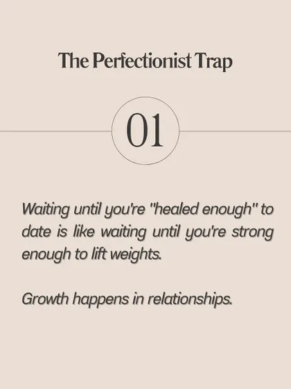 **The self-love myth that's keeping you single is the idea that you must be perfectly healed before you can date.** Waiting until you're "healed enough" is like waiting until you're strong enough to lift weights. Growth happens within relationships. Real self-love means having enough boundaries to not settle for crumbs and knowing your worth without needing others to validate it.