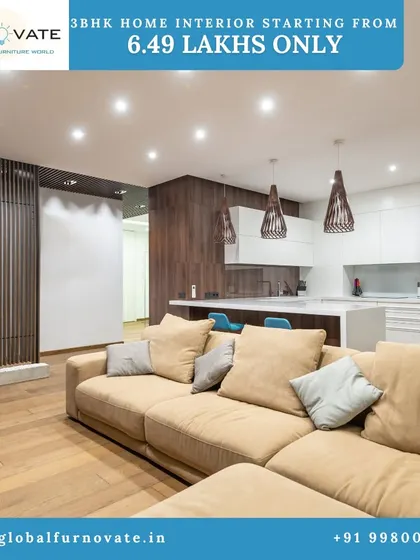 We offer 3BHK home interior packages starting from 6.49 Lakhs. Contact us for a quote on our bespoke interior design and loose furniture services.