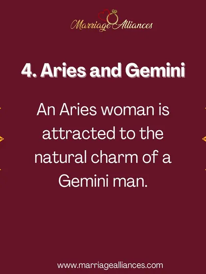 An Aries woman is often attracted to the natural charm and wit of a Gemini man. This pairing can be full of lively conversations and intellectual stimulation.