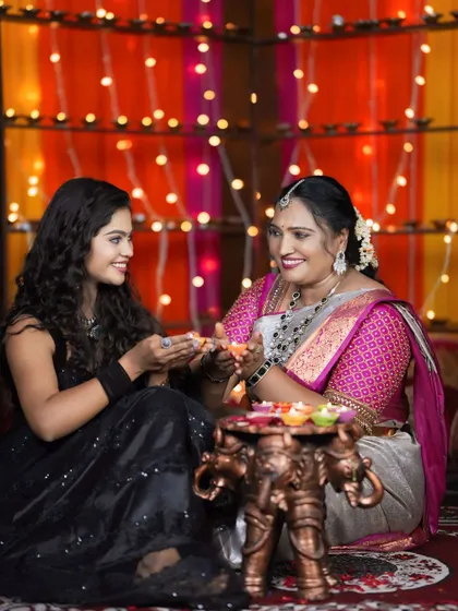 A heartwarming moment from a Diwali photoshoot. The mother and daughter are both wearing jewellery from my collection, showing I have pieces for all ages.