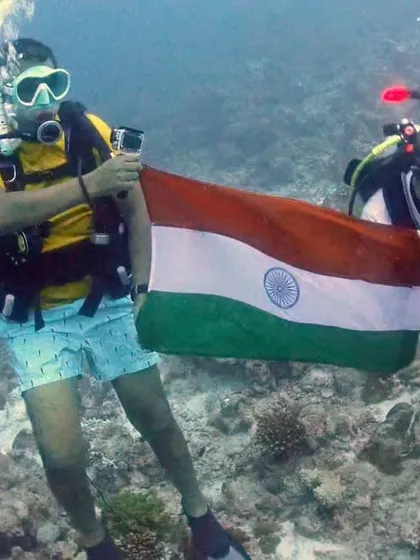 Celebrating Independence Day with our dive buddies from Redliners India, combining our love for diving and riding.
