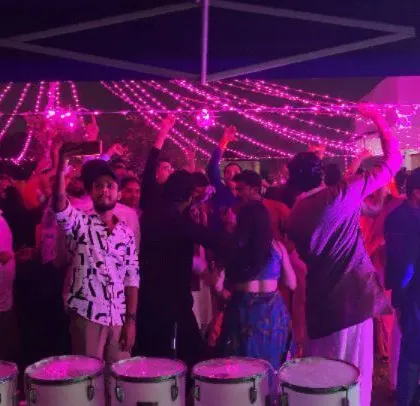 Employees enjoying the outdoor Diwali celebration. My setup is versatile for both indoor and outdoor venues.