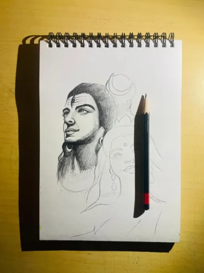 Another work-in-progress shot of the same piece, showing the pencil I use to create these fine lines and shadows.