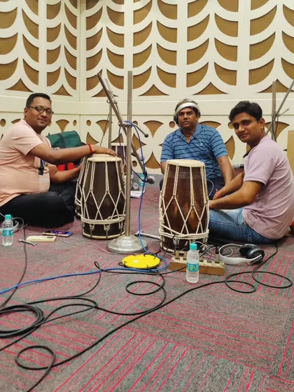 A great recording session with my Papa ji and Tinku bhaiya. We often collaborate on projects, bringing generations of musical experience to the studio.