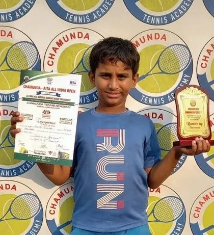 At just 10 years old, our academy player Sanjay Girish secured the U-12 AITA Doubles Runner-Up Title and was a Singles Semifinalist in Karnal. His potential is immense.