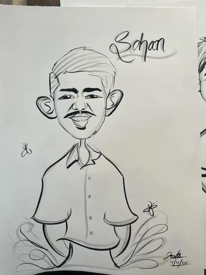 A classic head-and-shoulders caricature of a man, personalized with his name.