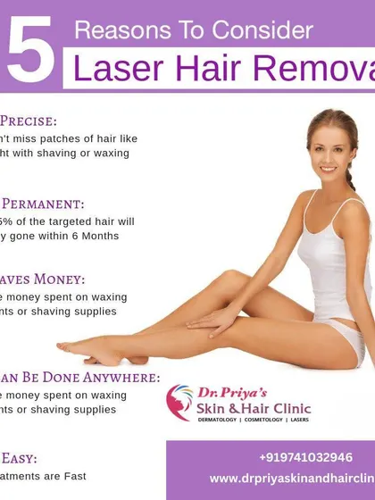 Here are five key reasons to consider laser hair removal. The treatment is precise, offers up to 95% permanent reduction, saves money over time, can be done on any body part, and involves fast sessions.