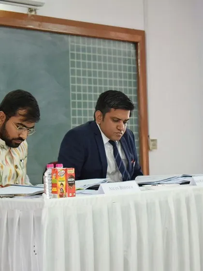 Judging the preliminary rounds of the 15th NLU Antitrust Law Moot Court Competition at National Law University, Jodhpur.
