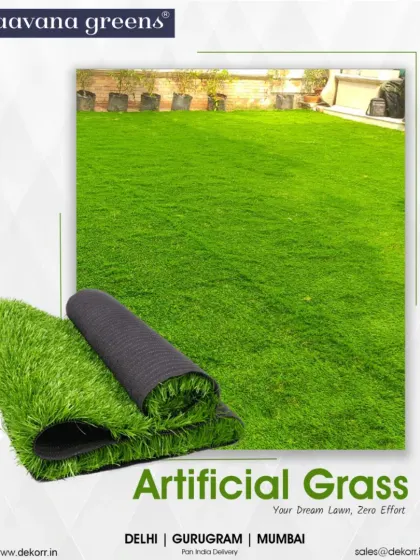 Your dream lawn with zero effort. This image shows a roll of our premium artificial grass, highlighting its dense, multi-toned fibers and durable backing that make it look and feel just like a real, perfectly manicured lawn.