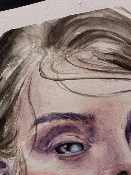 A duplicate detail shot of the eye and hair.