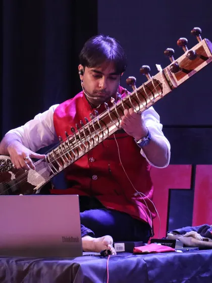 Demonstrating a piece on the sitar during my TEDx talk. It was a great opportunity to explain the nuances of the instrument to a new audience.
