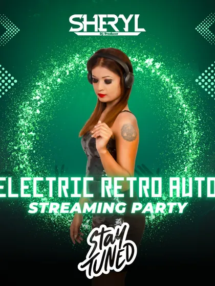 Another promotional graphic for the 'Electric Retro Auto' streaming party. I love taking classic retro sounds and giving them a fresh, electric twist for today's dance floor.