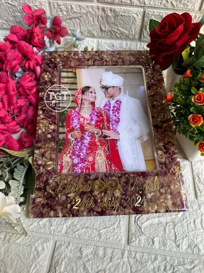 A clear, frontal shot of the rectangular photo frame, perfect for seeing the entire composition.