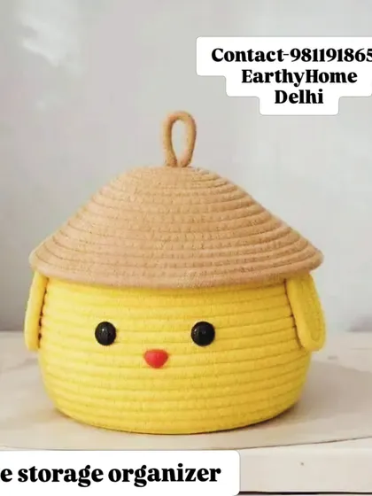Another view of our cute chick storage organizer, showing its sturdy construction and charming design.