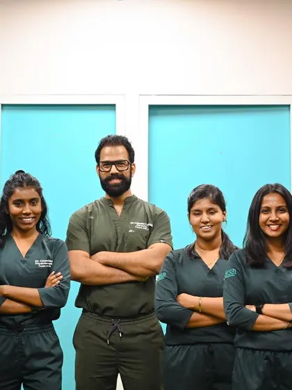 A powerful pose from me and my team. We stand united and strong, ready to tackle any challenge.