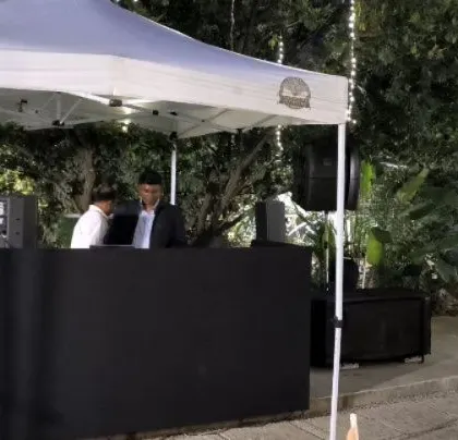 My DJ setup for an outdoor wedding, ready to bring the party.