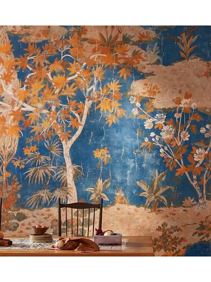 This tropical panoramic wallpaper uses vivid pigments to create a stunning, immersive environment. I select such pieces for dining rooms or feature walls to evoke a sense of place and memory, turning the room into an experience.