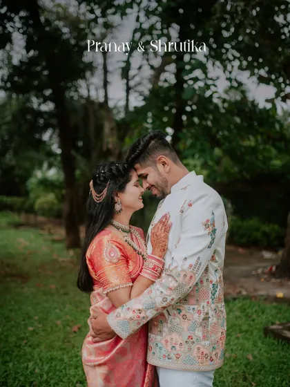 A romantic, close-up portrait of the newly engaged couple.