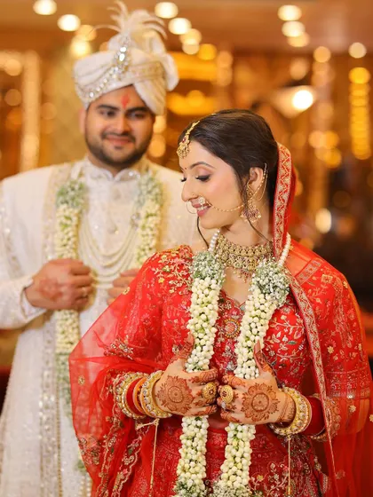 Now and forever. These portraits capture the timeless beauty of a classic bridal look, with soft, glowing makeup that enhances the bride's happiness.
