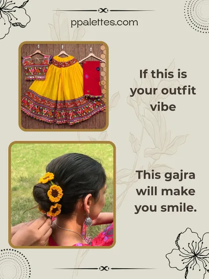 If your outfit vibe is a vibrant yellow lehenga, this yellow crochet sunflower gajra will definitely make you smile. It's the perfect match.