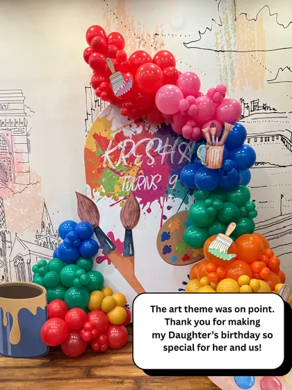 A happy client's feedback on our art-themed party. We love it when our decor is "on point" and makes the birthday girl's day extra special.