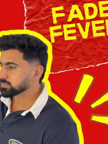 We've got that fade fever. This graphic highlights the sharp, clean look of a well-executed fade haircut.