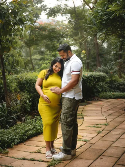 A quiet moment shared between parents-to-be on a garden path. I love finding these peaceful spots during an outdoor session to capture the deep connection and anticipation.
