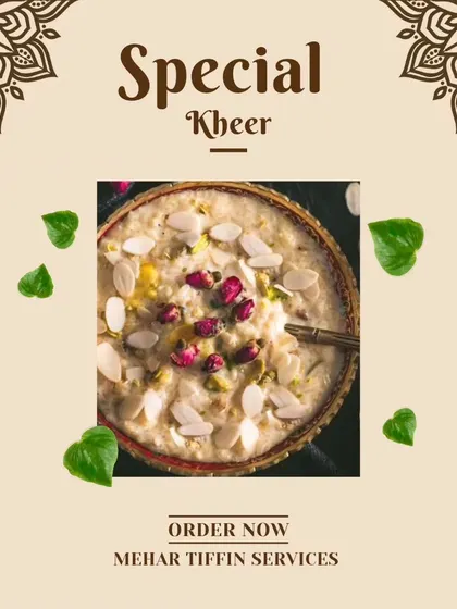 Our special Kheer is a delightful treat. Made with rice, milk, and garnished with almonds and rose petals, it's the perfect dessert to complete your festive meal.