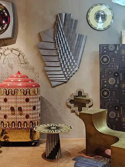 A repeat of image 107, a curated corner of the 'Indofuturism' installation.