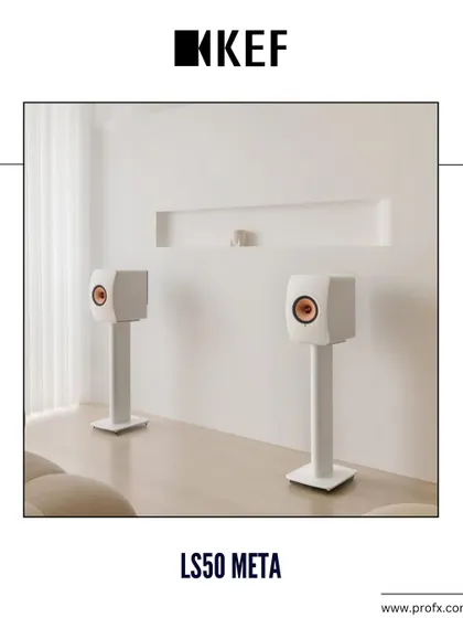 The KEF LS50 META, shown here in white on matching stands, represents an audio revolution. Its design and technology work in concert to deliver sound that transcends expectations with unmatched clarity and precision.