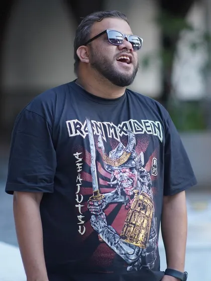 Another candid shot, enjoying the moment before a gig.