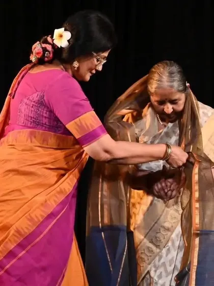 Another angle of me honoring the late Kamalini Dutt. It is important to acknowledge the contributions of our elders in the field of arts.