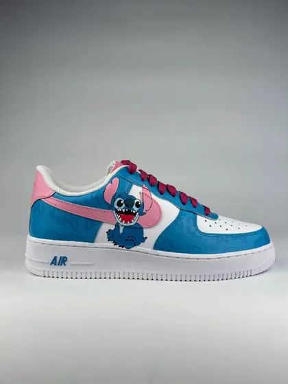 A side profile of the other shoe in the Stitch custom pair.