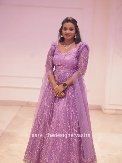 Our client Tharuna looking like a princess in her custom designed lavender gown.