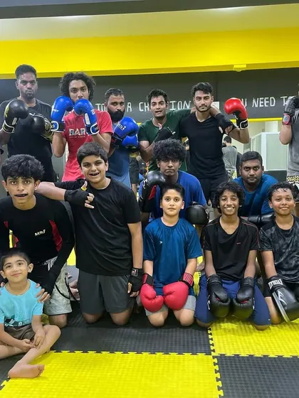 Our team, geared up and ready after a kickboxing class.
