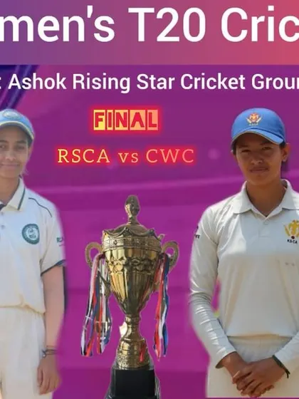 The official match poster for the final of the CBR Women's T20 Cricket Cup between RSCA and CWC.