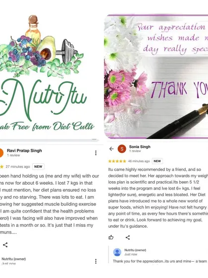 "I lost 7 kgs in that period. I must mention, her diet plans ensured no loss in energy and no starving." Reading reviews like these from Ravi and Sonia reaffirms my mission to help people find a healthy, enjoyable path to wellness.