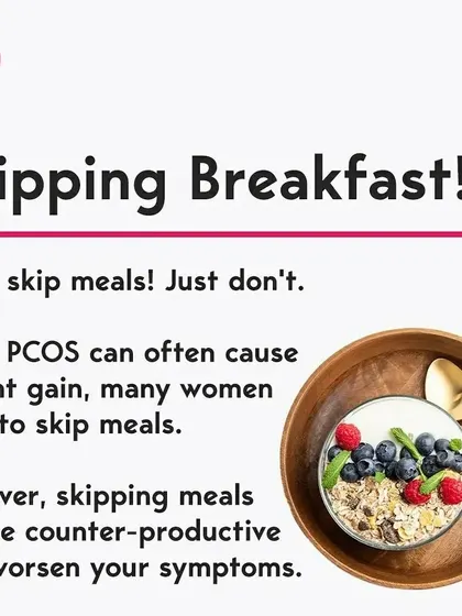 This visual emphasizes the negative impact of skipping breakfast when trying to manage PCOS.