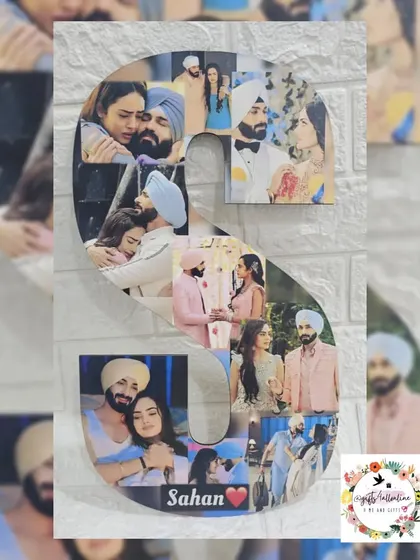 A close-up of the 'S' shaped photo collage, featuring pictures of the on-screen couple 'Sahan'. This is a great way to celebrate a favorite duo.