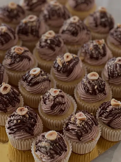 A slightly different angle of the vanilla Nutella cupcakes, showing the lovely swirl of the frosting.