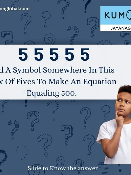 Can you solve this puzzle? Add a symbol to a row of fives to make an equation equaling 500. It's a great exercise in creative problem-solving.