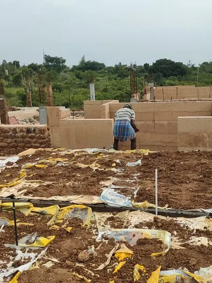 More scenes from our construction sites. These images document the journey of building, from laying rebar and curing concrete to the meticulous work of masonry, all part of bringing a sustainable home to life.