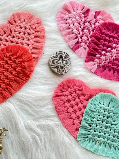 For a touch of romance, I make these heart-shaped coasters. They are perfect for special occasions like Valentine's Day or anniversaries, and come in a variety of colors.