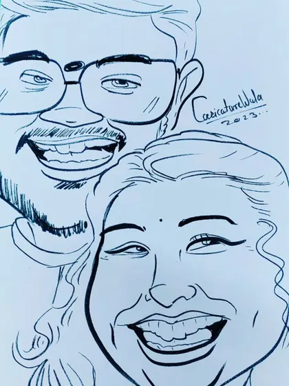 Look at the smiles on this couple. My caricatures are all about capturing happiness and creating a fun memory.