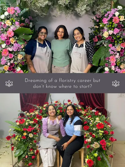 Dreaming of a floristry career but don't know where to start? These students are standing proudly with their large-scale creations, showing the professional level of work you can achieve.